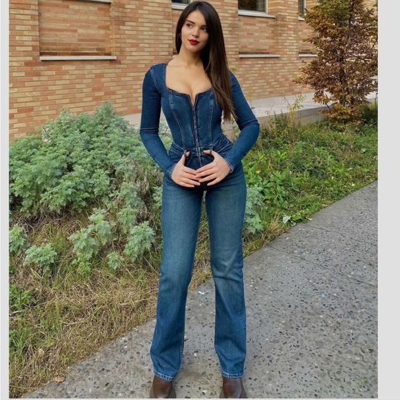 VIRAL TRF DENIM JUMPSUIT  ZARA - Picture 1 of 9